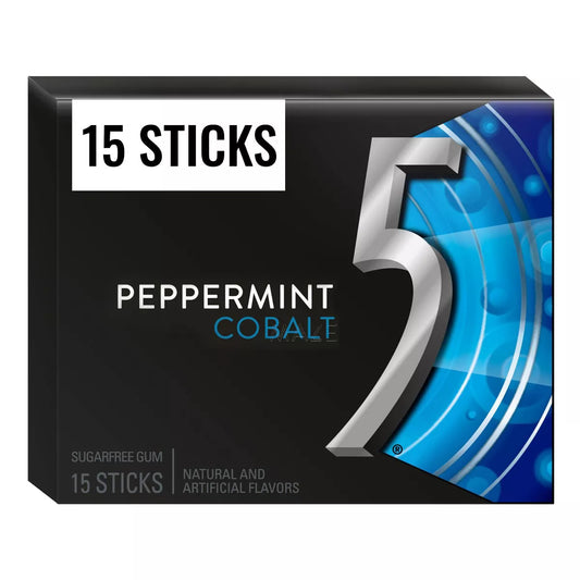 5 Gum Peppermint Cobalt Sugar-Free Gum - 15ct
