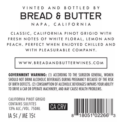 Bread & Butter Pinot Grigio Wine - 750ml Bottle