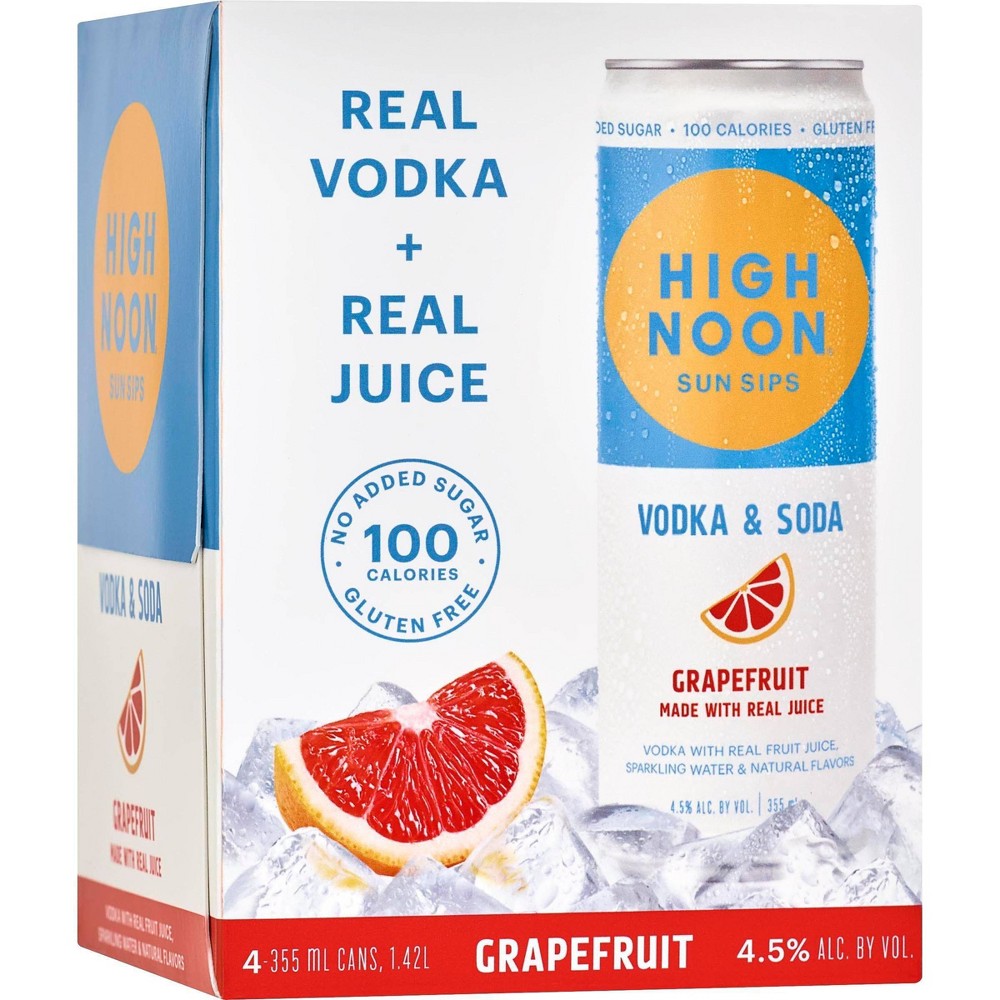 High Noon Sun Sips Grapefruit Vodka & Soda - 4pk/12 fl oz Cans
