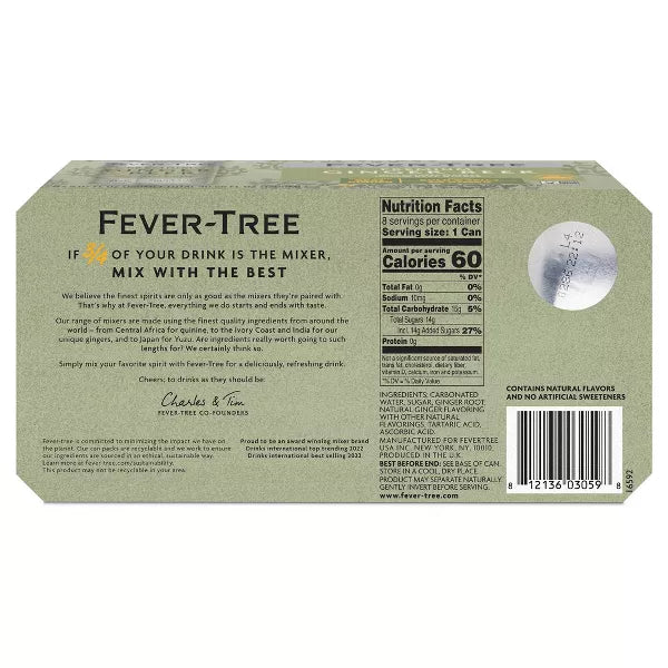 Fever-Tree Ginger Beer- 8pk/150ml Cans