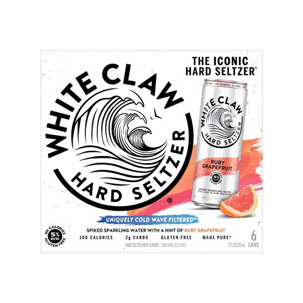White Claw Ruby Grapefruit Hard Seltzer - 6pk/12 fl oz Slim Cans