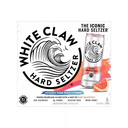 White Claw Ruby Grapefruit Hard Seltzer - 6pk/12 fl oz Slim Cans