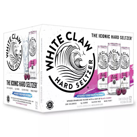 White Claw Black Cherry Hard Seltzer - 12pk/12 fl oz Slim Cans