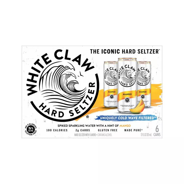 White Claw Mango Hard Seltzer - 6pk/12 fl oz Slim Cans