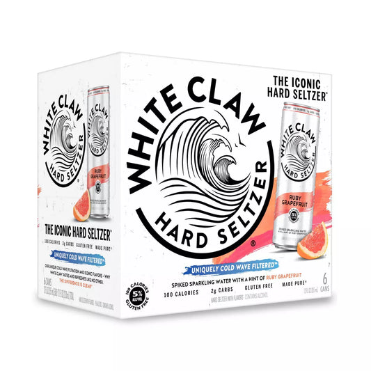 White Claw Ruby Grapefruit Hard Seltzer - 6pk/12 fl oz Slim Cans