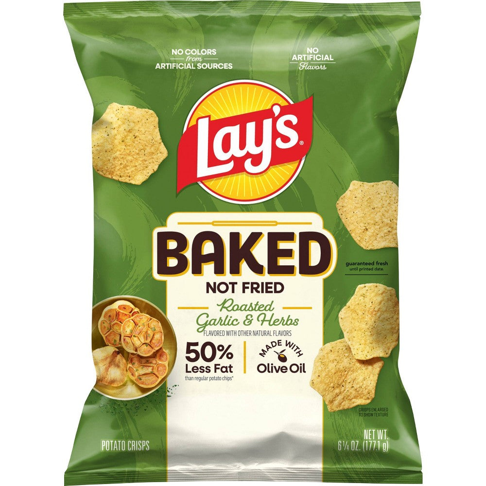 Lay's Baked Roasted Garlic & Herbs & Olive Chips - 6.25oz
