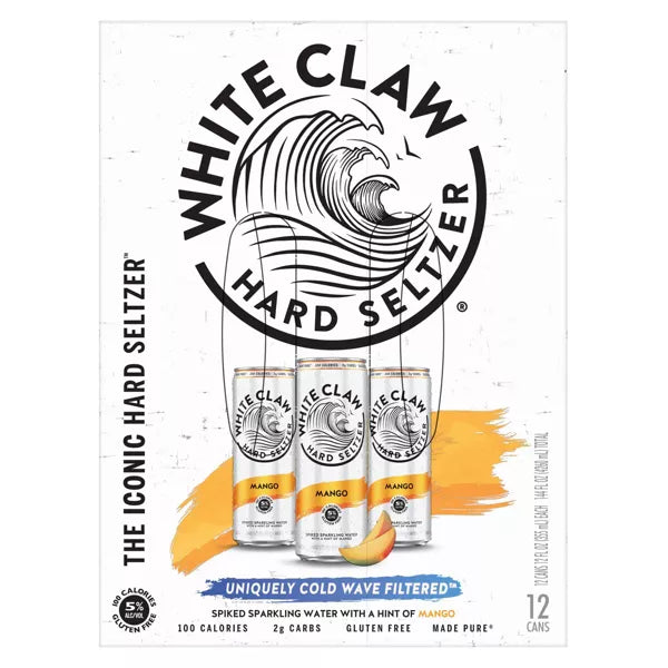 White Claw Mango Hard Seltzer - 12pk/12 fl oz Slim Cans