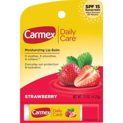 Carmex Daily Care Moisturizing Lip Balm Stick  SPF 15  Strawberry Lip Balm Flavor  1 Count