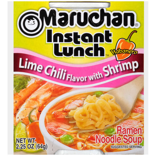 Maruchan Instant Lunch Ramen Noodles, Lime Chili Flavor with Shrimp, 2.25 oz Cup