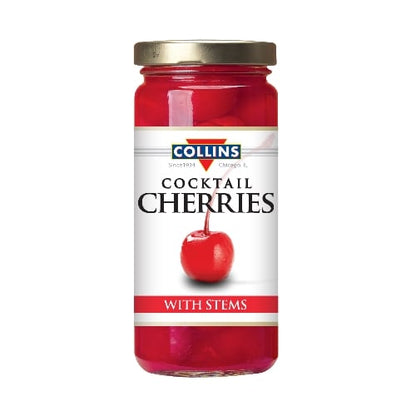 Collins Stemmed Maraschino Cocktail Cherries | Royal Anne Cherries Garnish for Cocktails  Manhattan  Old Fashioned  10oz