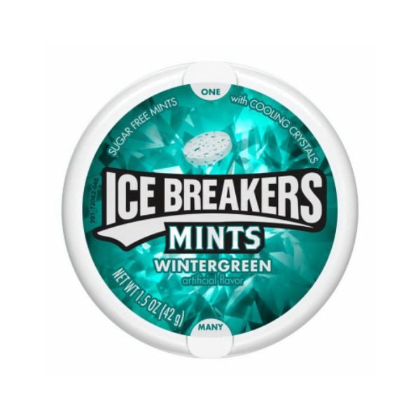 Ice Breakers Wintergreen Sugar Free Breath Mints  Mint Candy  1.5 oz  Tin