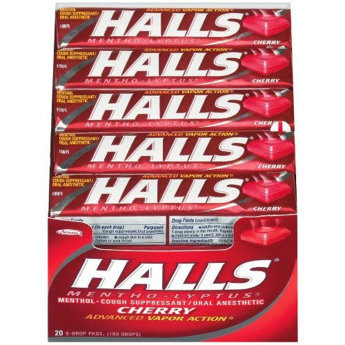 HALLS  Cherry Flavor Cough Drops  9 Drops