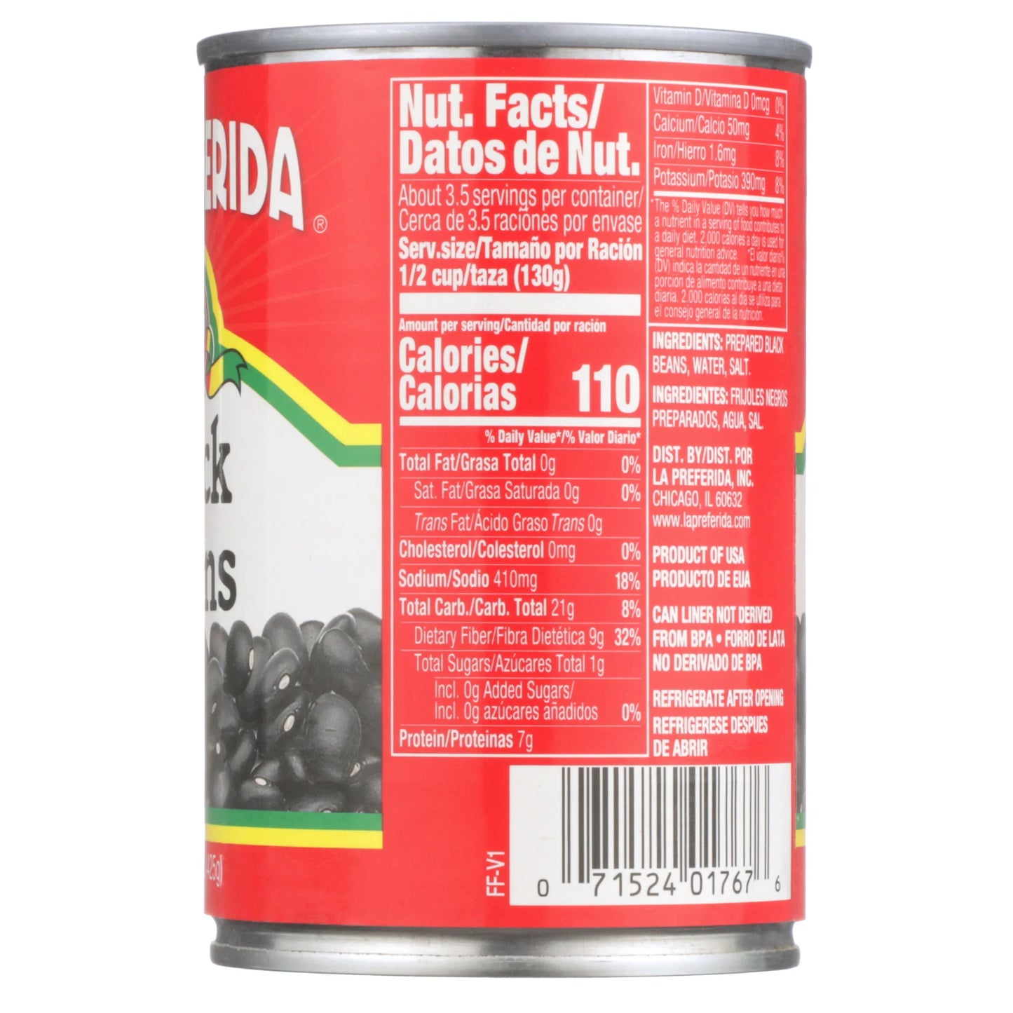 La Preferida Black Beans, 15 oz, Can