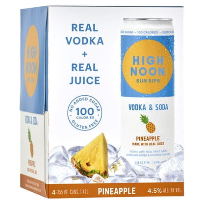 High Noon Pineapple Vodka Hard Seltzer 4 Single Serve 355ml Cans