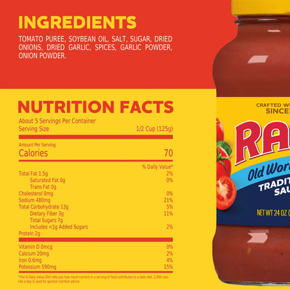 Ragu Old World Style Traditional Pasta Sauce, 24 oz