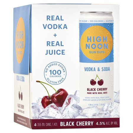 High Noon Black Cherry Vodka Hard Seltzer 4 Single Serve 355ml Cans