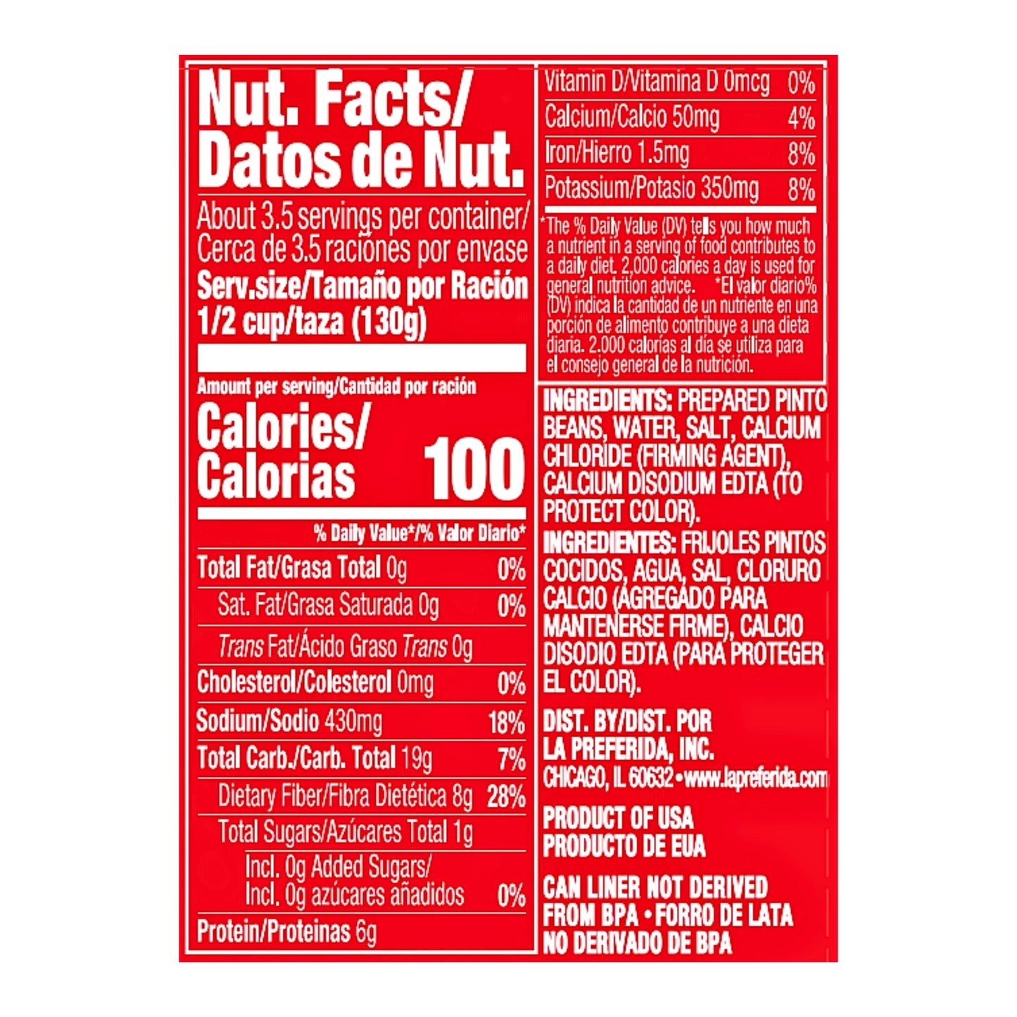 La Preferida Pinto Beans, 15 oz, Can