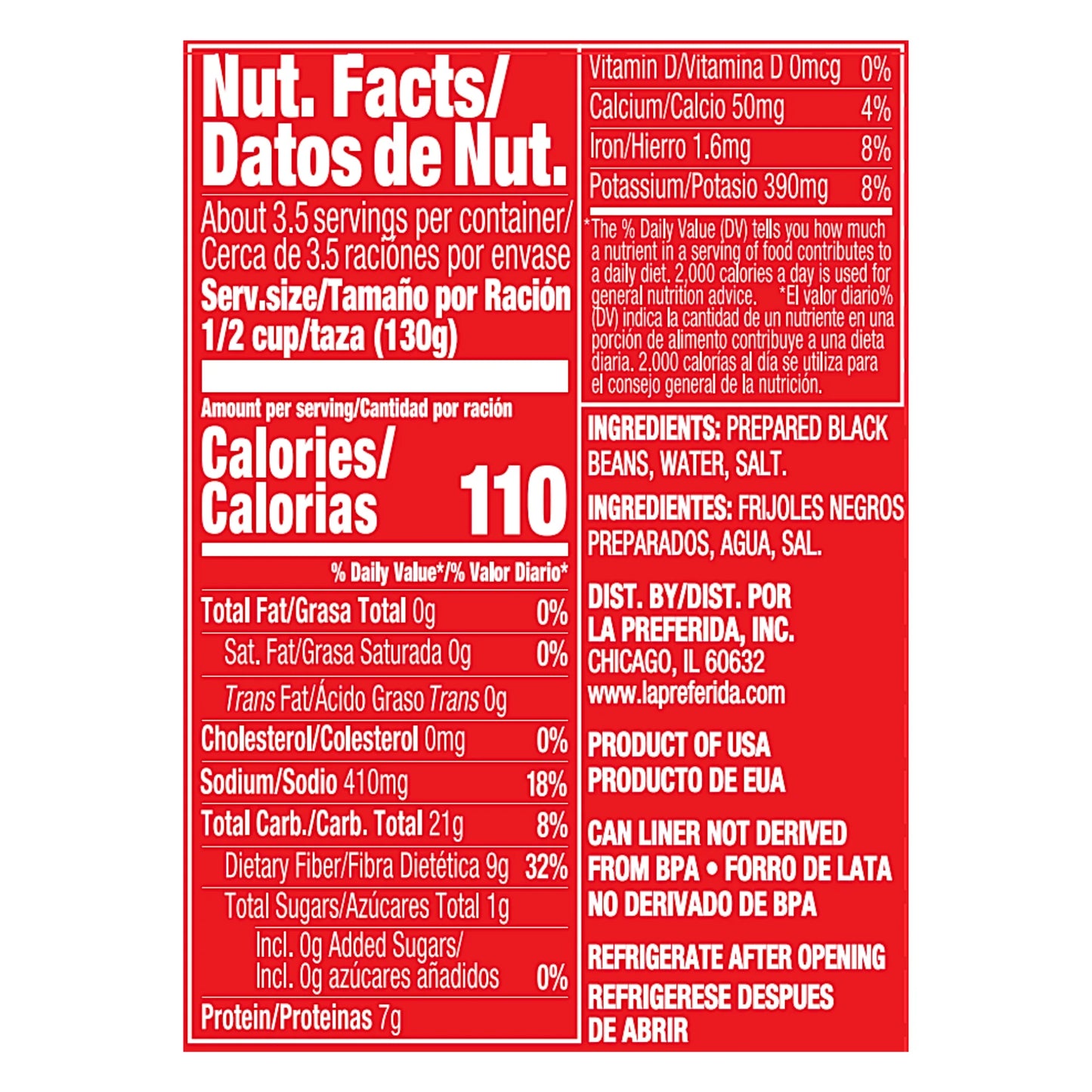 La Preferida Black Beans, 15 oz, Can