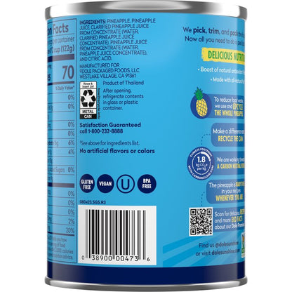 Dole Pineapple Chunks in 100% Pineapple Juice, 20 oz Can