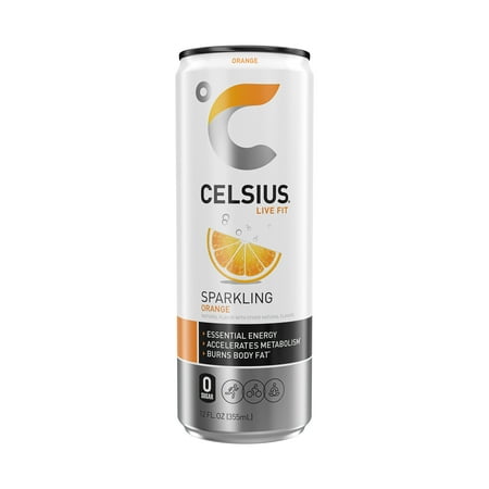 CELSIUS Sparkling Orange  Functional Essential Energy Drink 12 Fl Oz Single Can
