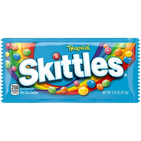 Skittles Tropical Gummy Candy  Full Size - 2.17 oz 1 Single Bag