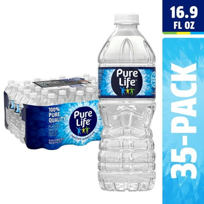 Pure Life Purified Water  16.9 Fl Oz / 500 mL  Plastic Bottled Water (35 Pack)