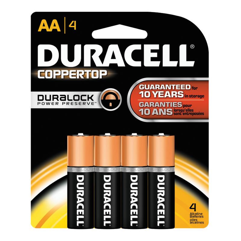 Duracell Coppertop AA Batteries - 4pk Alkaline Battery: Household Use, 1.5V, Single-Use