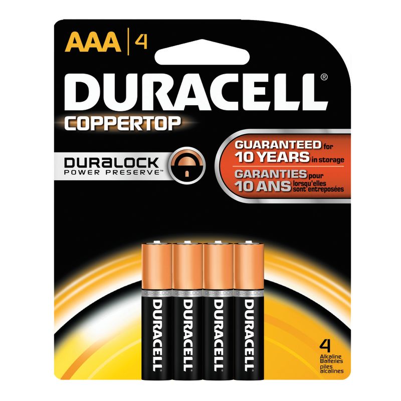Duracell Coppertop AAA Batteries - 4pk Alkaline Battery: 1.5V Household, Single-Use