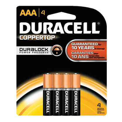 Duracell Coppertop AAA Batteries - 4pk Alkaline Battery: 1.5V Household, Single-Use