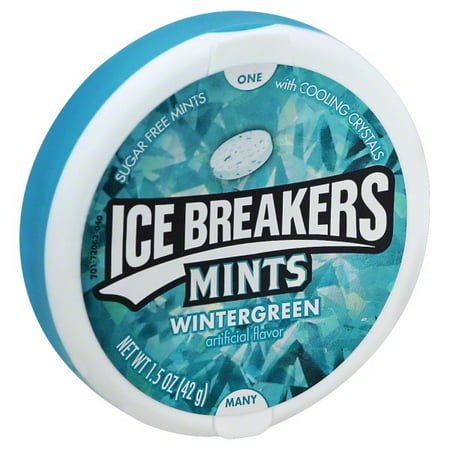 Ice Breakers Wintergreen Sugar Free Breath Mints  Mint Candy  1.5 oz  Tin