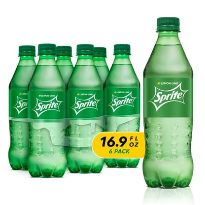 Sprite Lemon Lime Soda Soft Drinks, 16.9 fl oz, 6 Pack