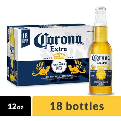 Corona Extra Mexican Lager Beer, 18 pk 12 fl oz Bottles, 4.6% ABV