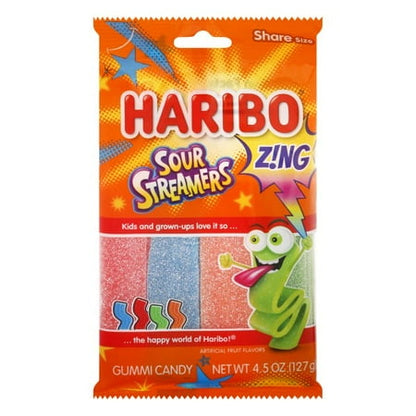 Haribo Sour Streamers Gummi Candy Share Size  4.5 oz