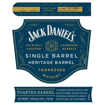 Jack Daniel’s Heritage Toasted Single Barrel 2025 Release, 750 mL