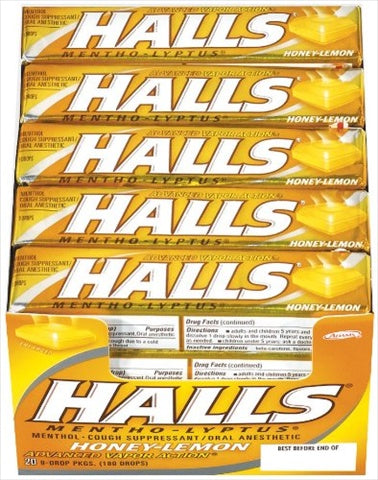 HALLS Relief Honey Lemon Cough Drops  9 Drops