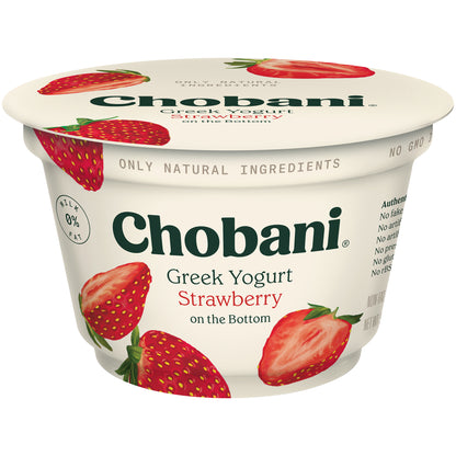 NON-FAT GREEK YOGURT WITH STRAWBERRY ON THE BOTTOM, STRAWBERRY