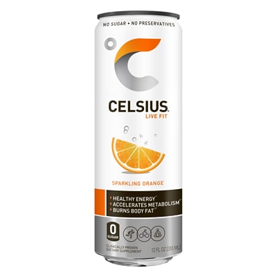 CELSIUS Sparkling Orange  Functional Essential Energy Drink 12 Fl Oz Single Can