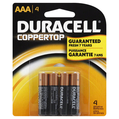Duracell Coppertop AAA Batteries - 4pk Alkaline Battery: 1.5V Household, Single-Use