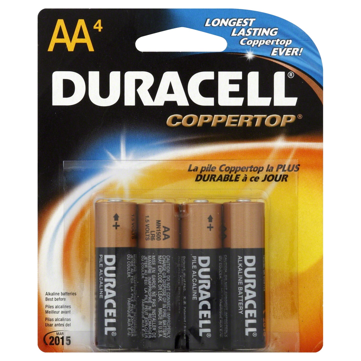 Duracell Coppertop AA Batteries - 4pk Alkaline Battery: Household Use, 1.5V, Single-Use