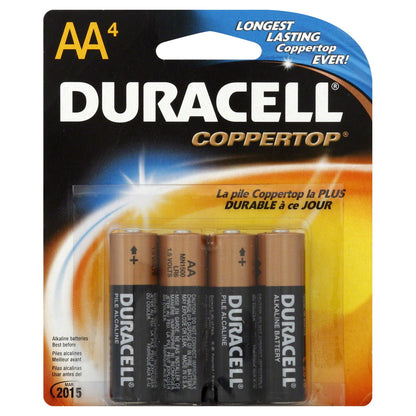 Duracell Coppertop AA Batteries - 4pk Alkaline Battery: Household Use, 1.5V, Single-Use