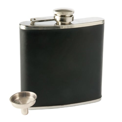True Fabrications TRUE Faux Leather Flask  6 Oz  Black Monte Carlo